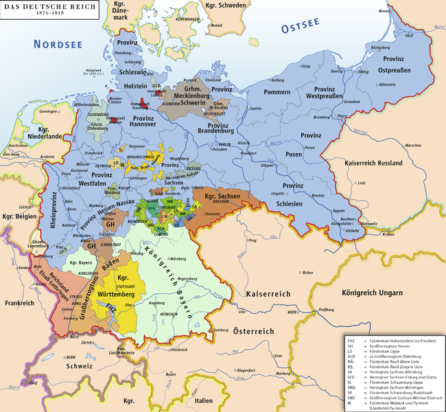 Karte des Deutschen Reiches 1871–1918