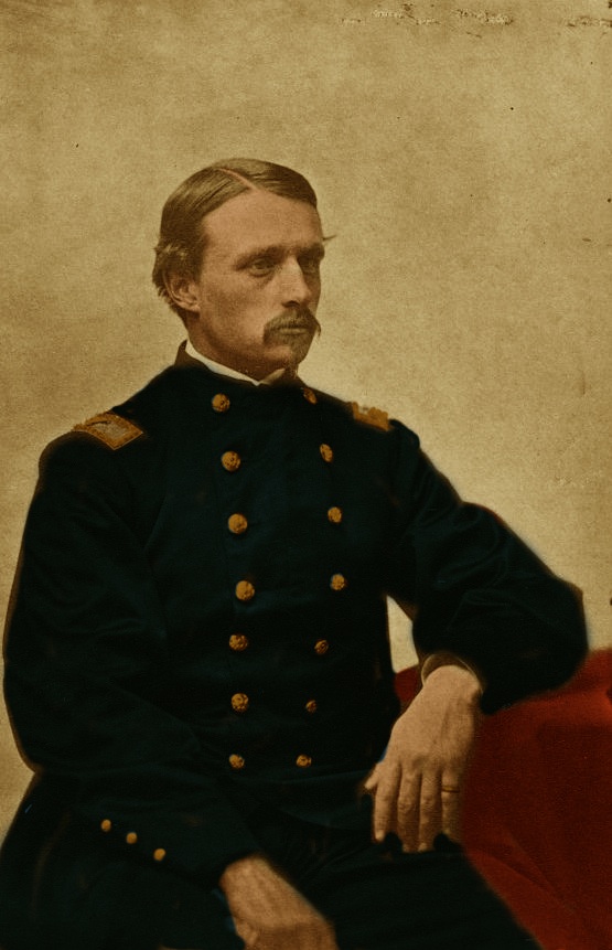 1863 Colonel Robert Shaw sitting facing right Colored Sepia