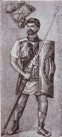 Ein Römischer Legionär mit einem Pilum.