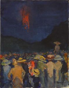 Feuerwerk, Aquarell von Ernst Oppler, 1911