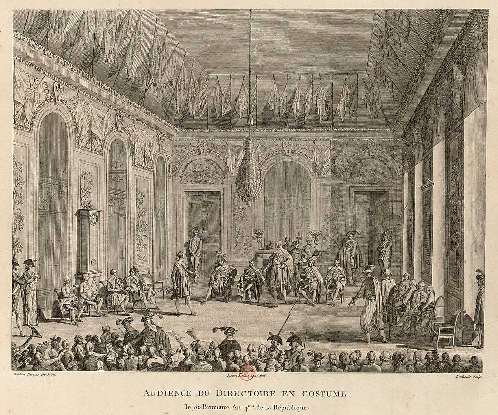Das Bild zeigt eine Sitzung des Direktoriums während der Französischen Revolution.