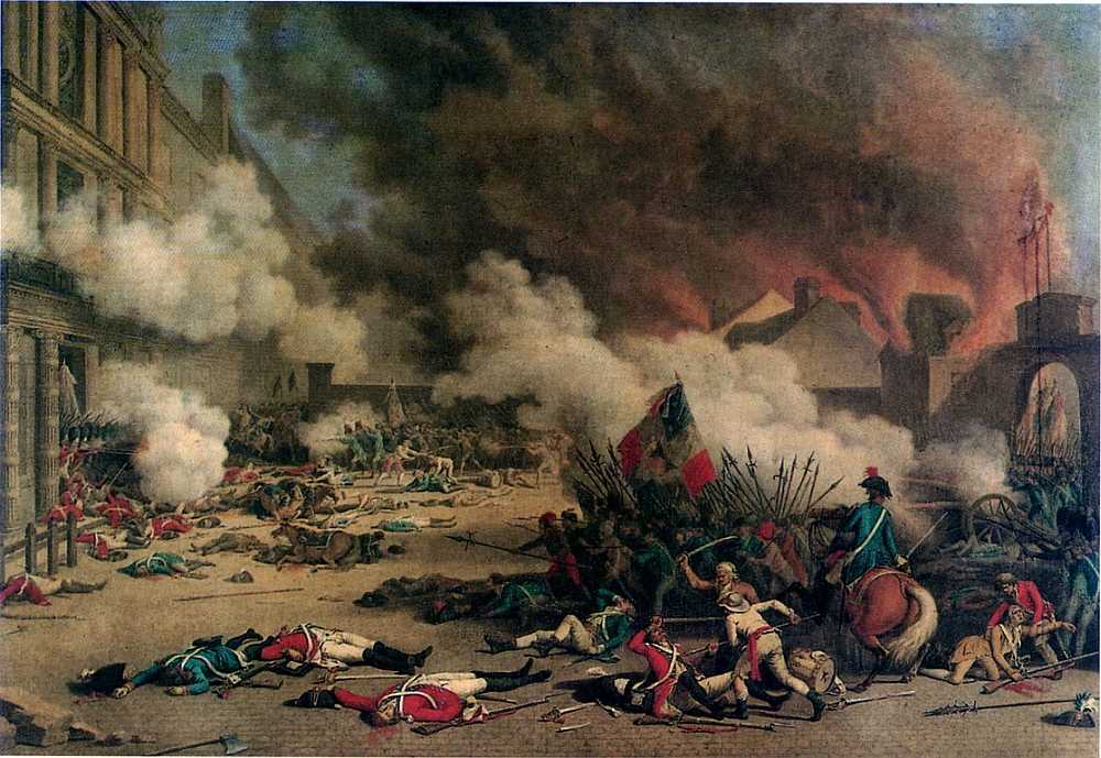 Das Bild zeigt die Schlacht zwischen den Sansculotten und den Schweizergardisten.